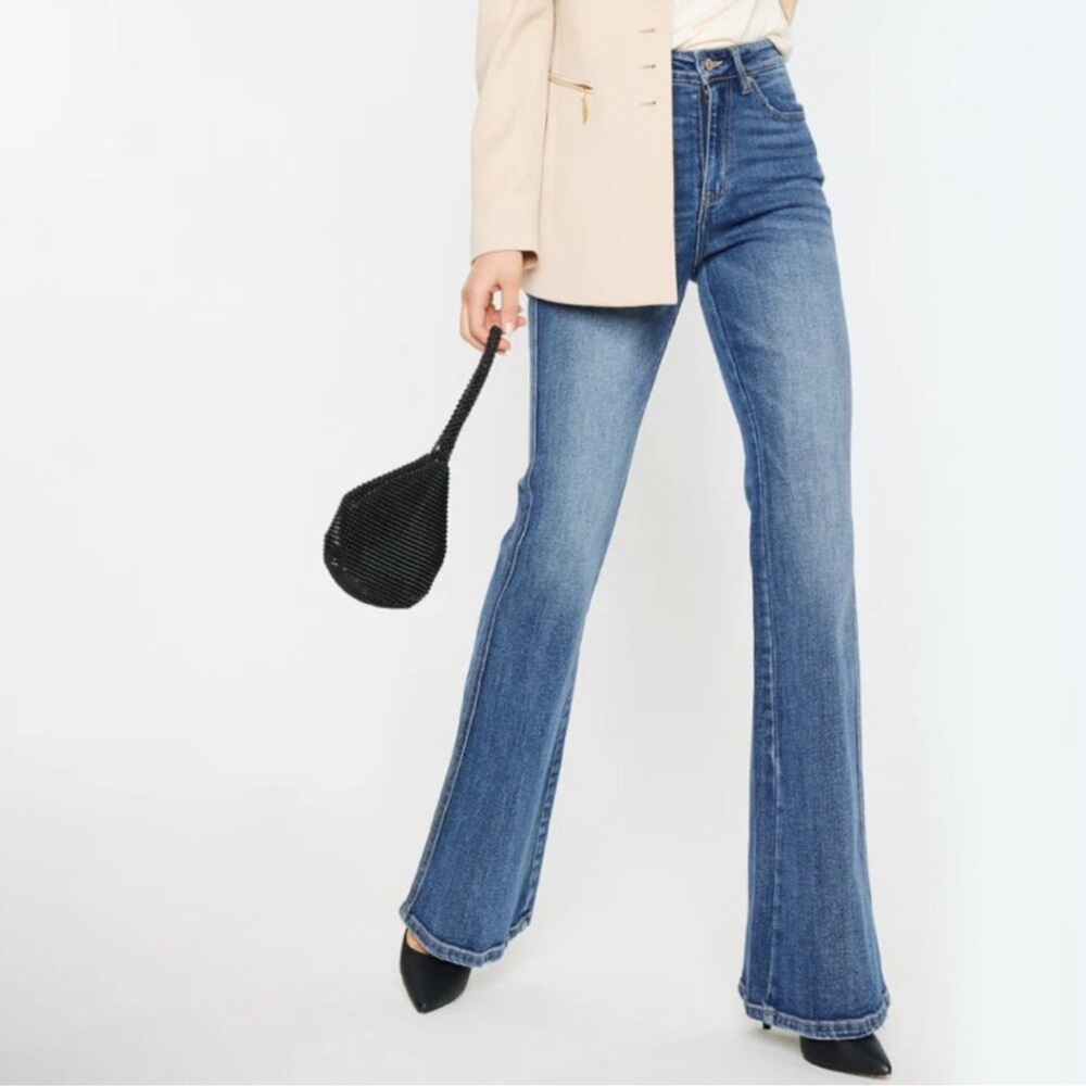 KanCan Medium Blue High-Rise Flare Jeans